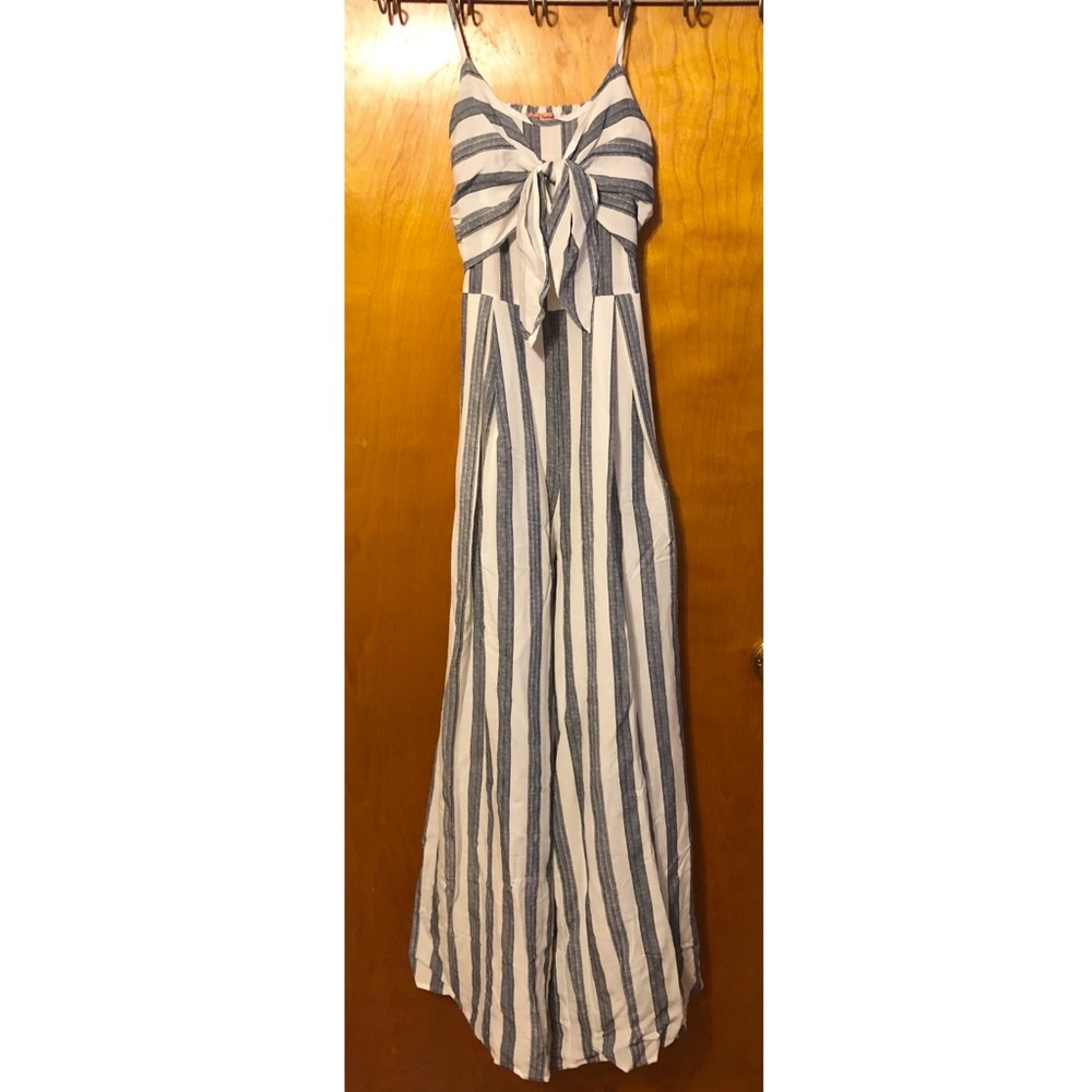 Blue & White Striped Jumpsuit